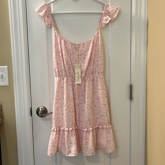 🆕 Endless Blue Pink Floral Ruffle Dress 
Size M - Picture 2 of 9